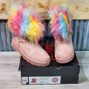 Women's Rogue Helium Pink Boots Shoes Rainbow Top Sz 8.5 Soft Warm Lining Inside